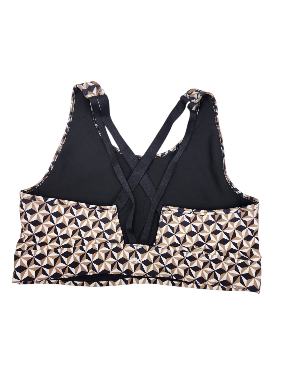 DSG Geometric Print Sports Bra in Black and Tan - Picture 3 of 8